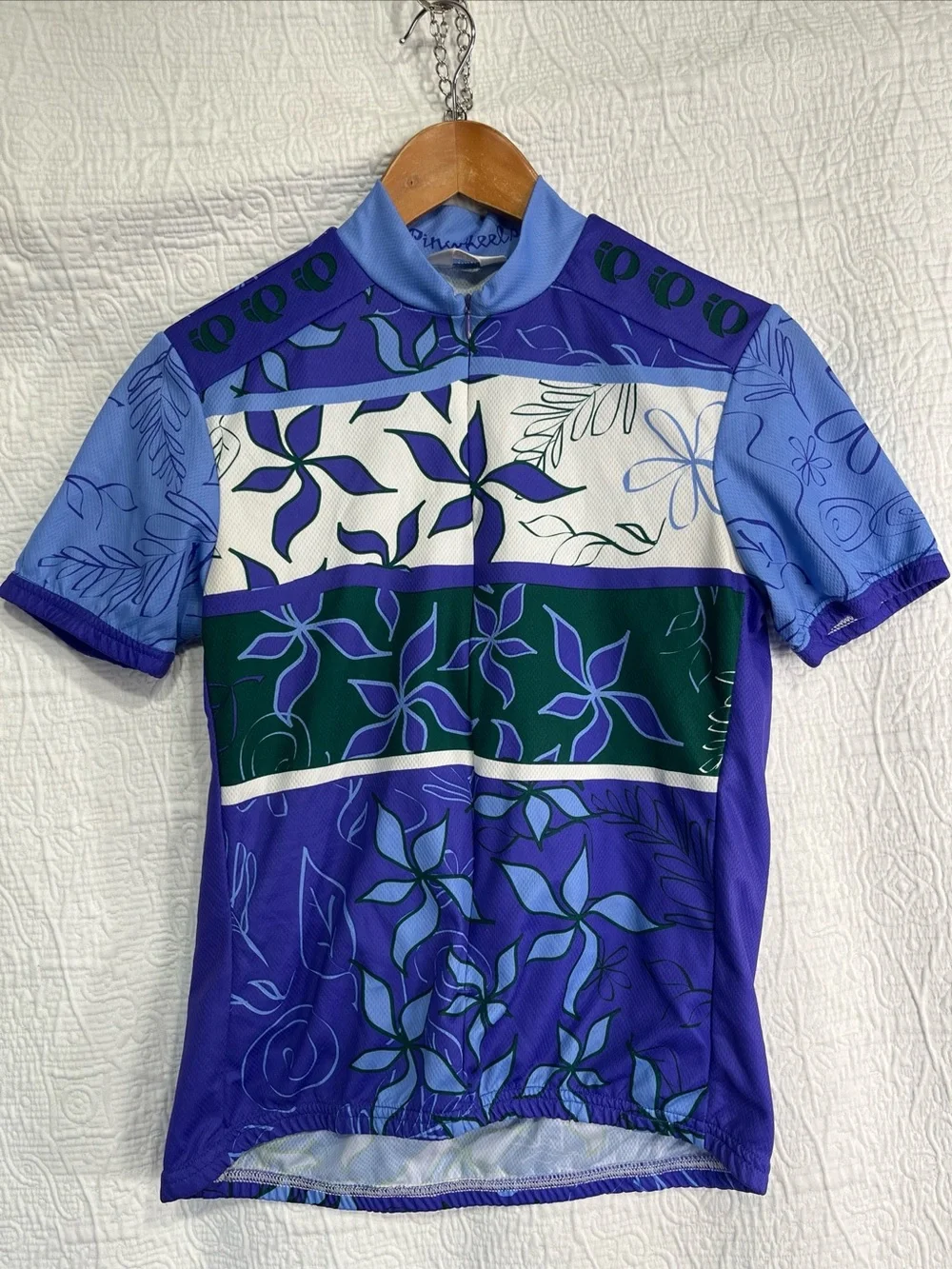 Vintage Y2K Pearl Izumi Pinwheels Bike Jersey Womens Small SS Groovy Cycling Top